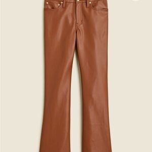 J Crew- Hi Rise, Boot Cut, Brown Faux Leather Flare Pants